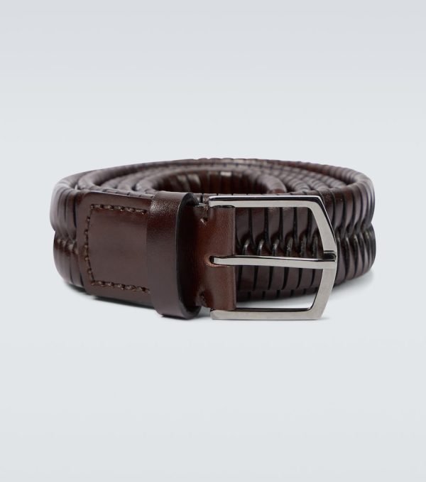 Woven leather belt