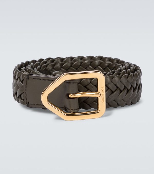 Woven leather belt