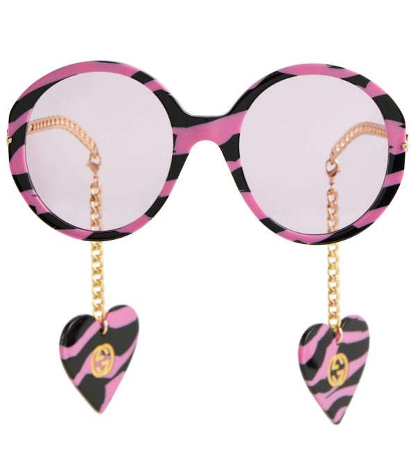 Zebra-print round sunglasses