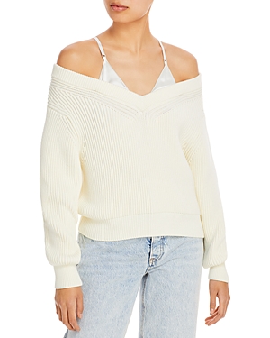 alexanderwang.t V Neck Pullover Sweater & Satin Camisole