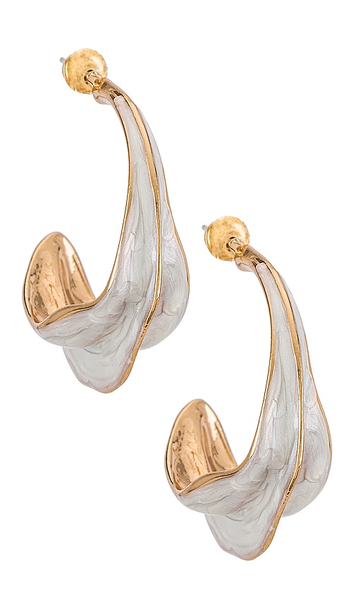 8 Other Reasons X REVOLVE Marble C Shape Hoops in Ivory.