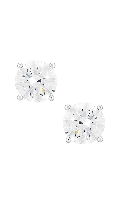 Adina's Jewels Juliette Stud Earring in Metallic Silver.