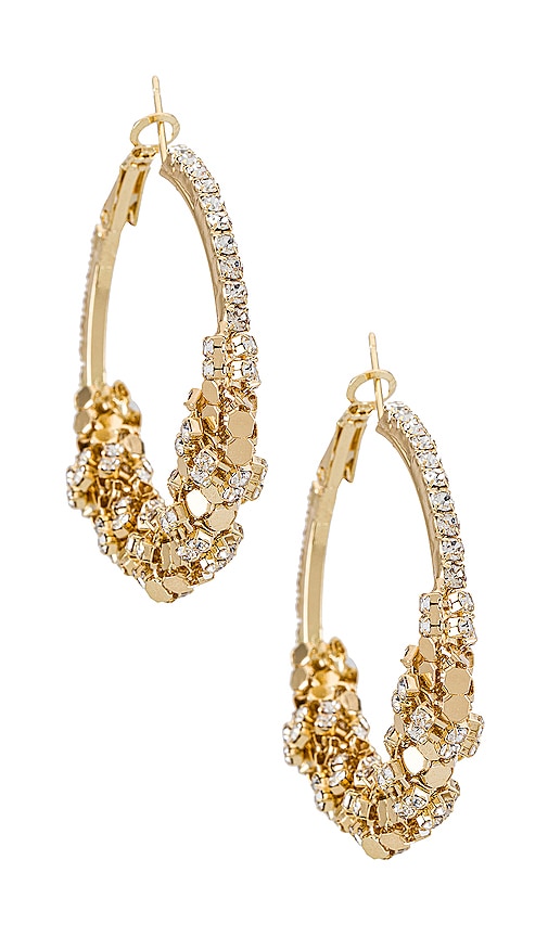Amber Sceats Detail Hoop Earring in Metallic Gold.
