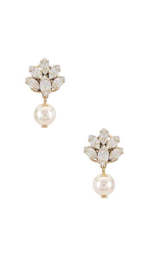 Anton Heunis Pedant Crystal Cluster Earrings in Metallic Gold.