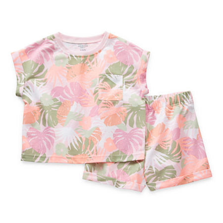 Arizona Little & Big Girls 2-pc. Shorts Pajama Set, Large (14.5/16.5) Plus , Pink