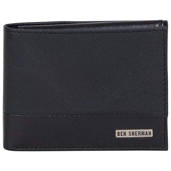 Ben Sherman Men's Manchester Slim Bifold Full-Grain Leather RFID Minimalist Gift Box Wallet