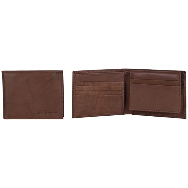 Ben Sherman Men's Manchester Slim Bifold Full-Grain Leather RFID Minimalist Gift Box Wallet