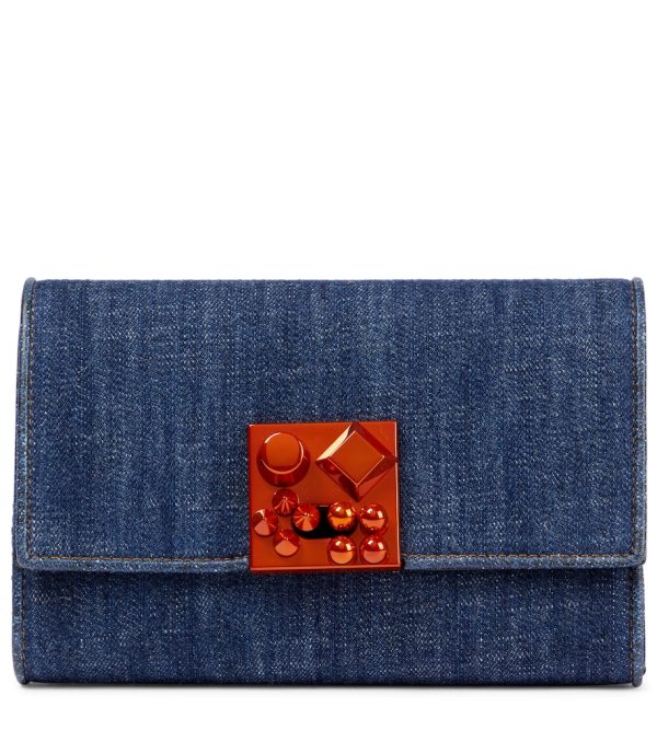 Carasky denim and leather clutch