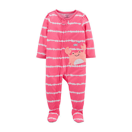 Carter's Footed Toddler Girls Long Sleeve Footed One Piece Pajama, 2t , Pink
