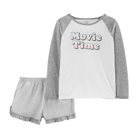 Carter's Little & Big Girls 2-pc. Shorts Pajama Set, 10 , Gray