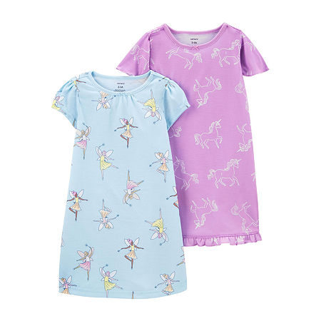 Carter's Toddler Girls 2-pc. Short Sleeve Crew Neck Nightgown, 2t , Purple