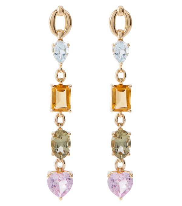 Catena 18kt gold earrings with topaz, citrine, amethysts and sapphires