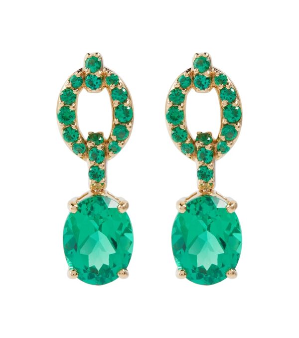 Catena Drop 18kt gold earrings with emeralds