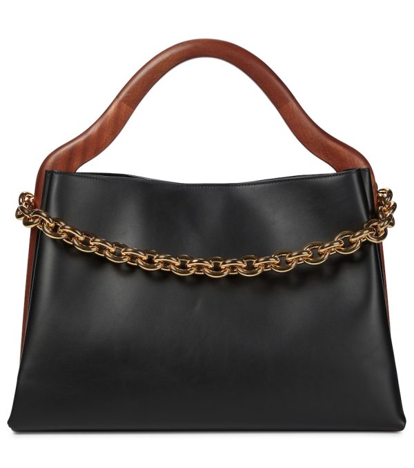 Chain leather tote