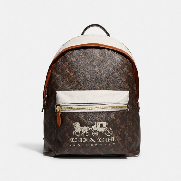 Charter Backpack With Horse And Carriage Print in Brown