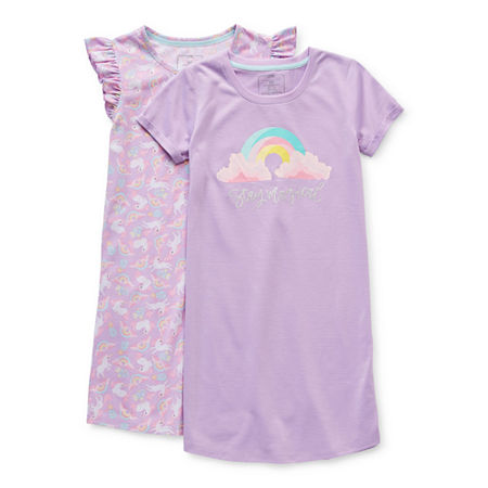 Dots & Dreams Little & Big Girls 2-pc. Short Sleeve Round Neck Nightgown, Medium , Purple