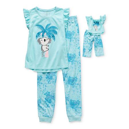 Dream Big Peace Out Dollie And Me Big Girls 4-pc. Pant Pajama Set, Small (7-8) , Blue