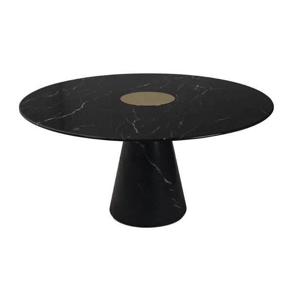 Essential Home - Bertoia Round Dining Table - Gold Plated Brass/Nero Marquina Marble