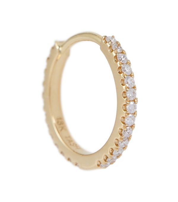 Eternity 18kt gold single hoop earring with diamonds