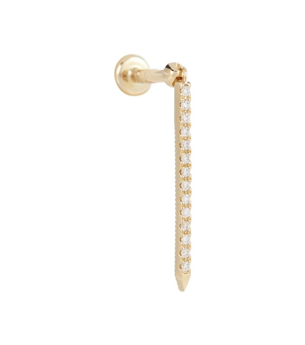 Eternity Bar Threaded 18kt yellow gold single earring with diamonds