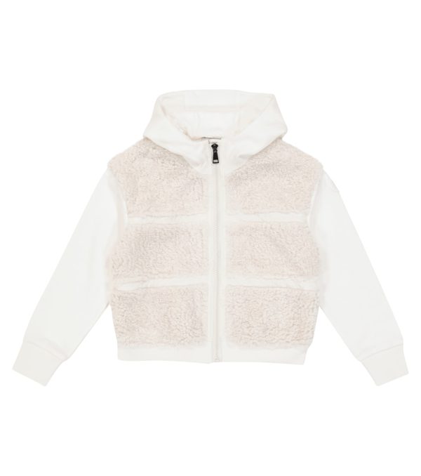 Faux shearling zipped hoodie