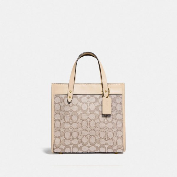 Field Tote 22 In Signature Jacquard in Beige