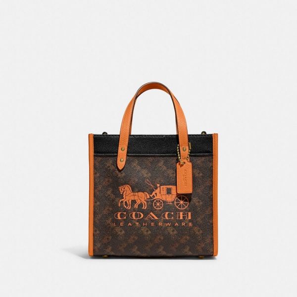 Field Tote 22 With Horse And Carriage Print And Carriage Badge in Orange