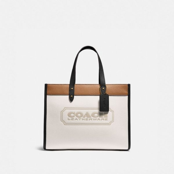 Field Tote 30 In Colorblock With Badge in White