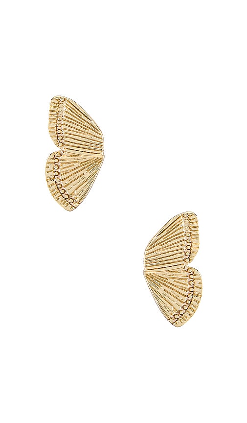 Five and Two Dani Earrings in Metallic Gold.