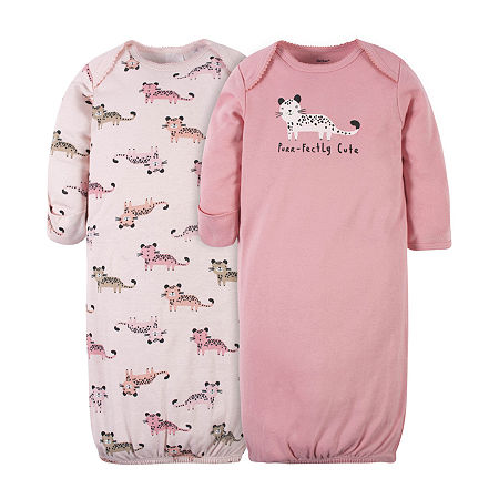 Gerber Baby Girls 2-pc. Long Sleeve Crew Neck Nightgown, Newborn-6 Months , Pink
