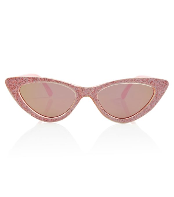 Glitter cat-eye mirrored sunglasses