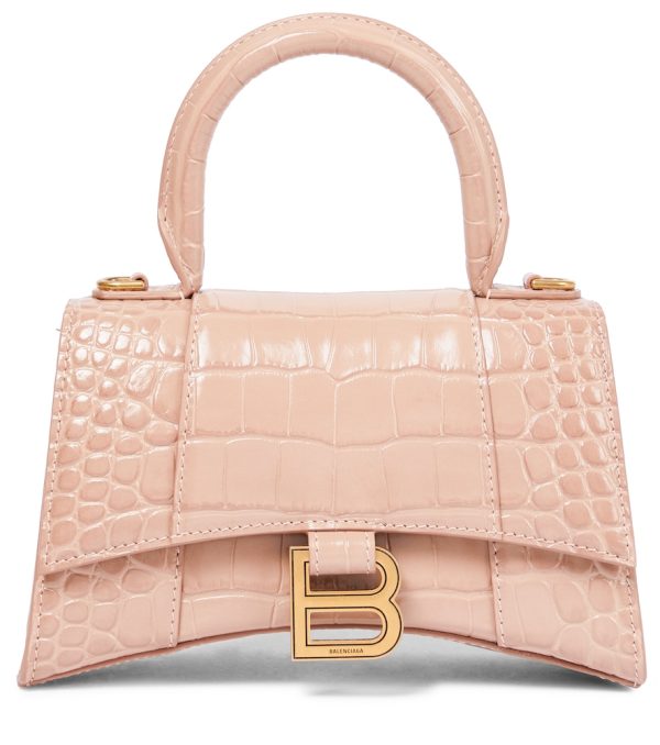 Hourglass XS croc-effect leather crossbody bag