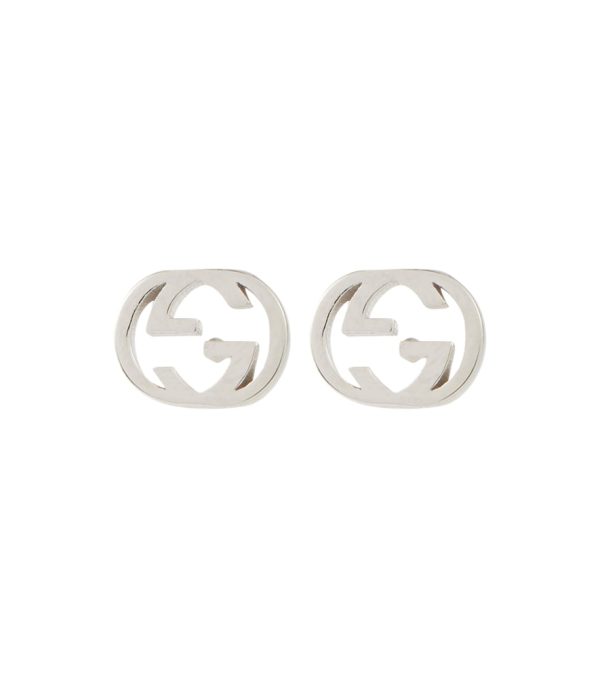 Interlocking G white gold stud earrings