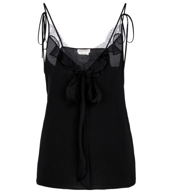 Lace-trimmed silk camisole