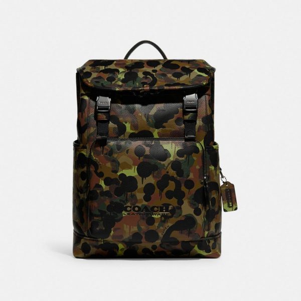 League Flap Backpack With Camo Print in Multi