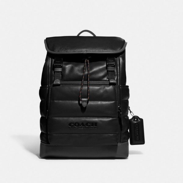 League Flap Backpack With Quilting in Black