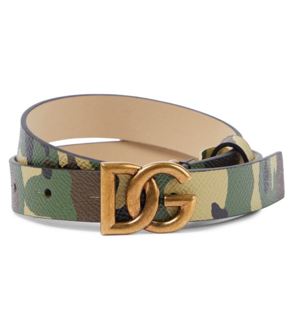 Logo camouflage leather belt