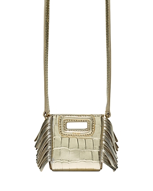 Maje Case Mini Embossed Metallic Leather Crossbody