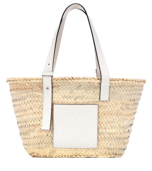 Medium leather-trimmed basket tote