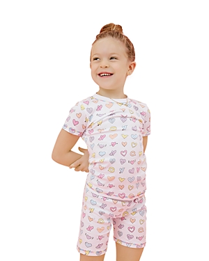 Noomie Girls' Cotton Rainbow Hearts Shorts Pajama Set - Little Kid, Big Kid