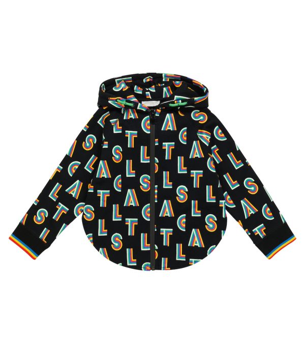 Printed cotton-blend hoodie