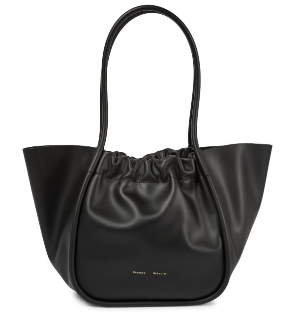 Ruched leather tote