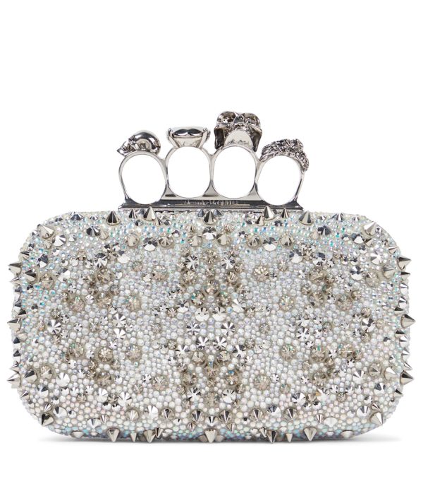 Skull Four Ring embellished clutch