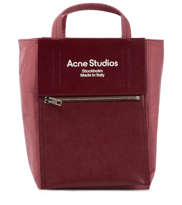 Small leather-trimmed nylon tote