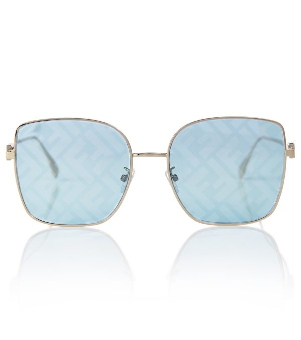 Square-frame Baguette metal sunglasses