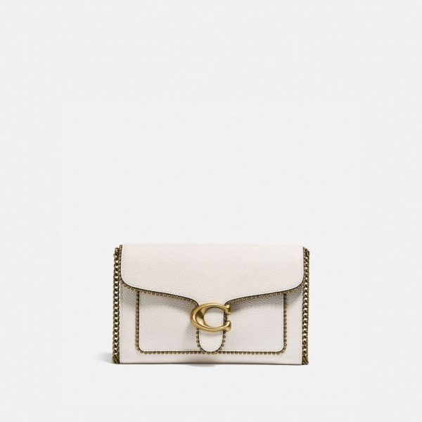 Tabby Chain Clutch With Beadchain in White