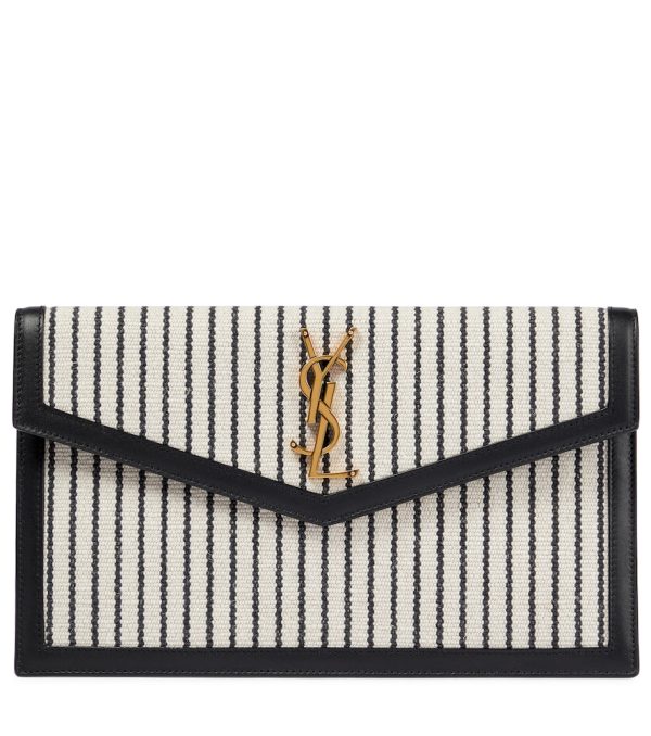 Uptown striped canvas clutch