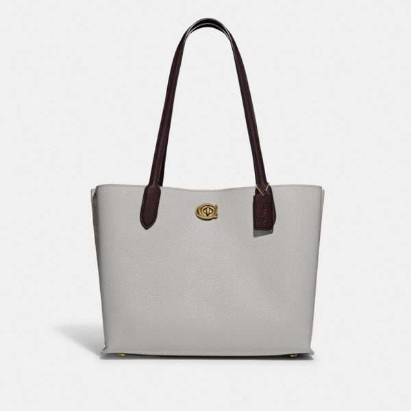 Willow Tote In Colorblock With Signature Canvas Interior in Grey