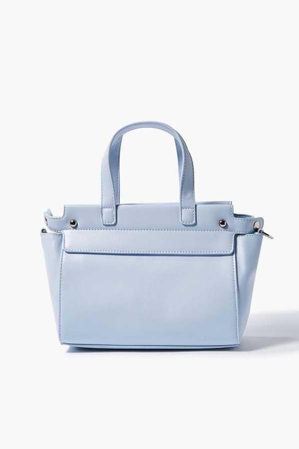 Women Faux Leather Satchel in Blue