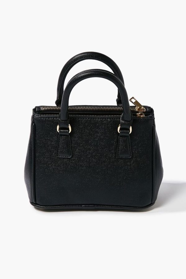 Women Pebbled Faux Leather Satchel in Black